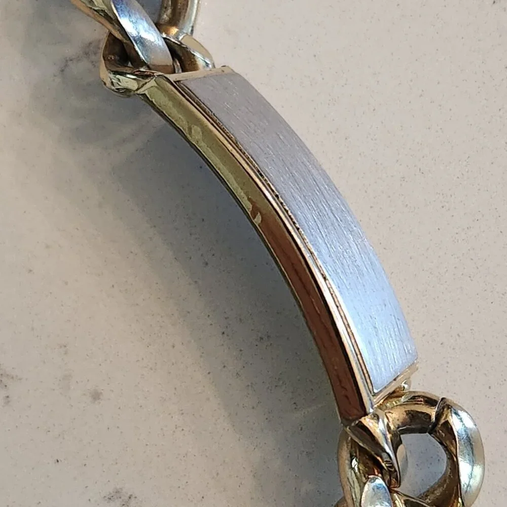 Vintage Speidel USA ID Bracelet Cuban Chain Gold Tone